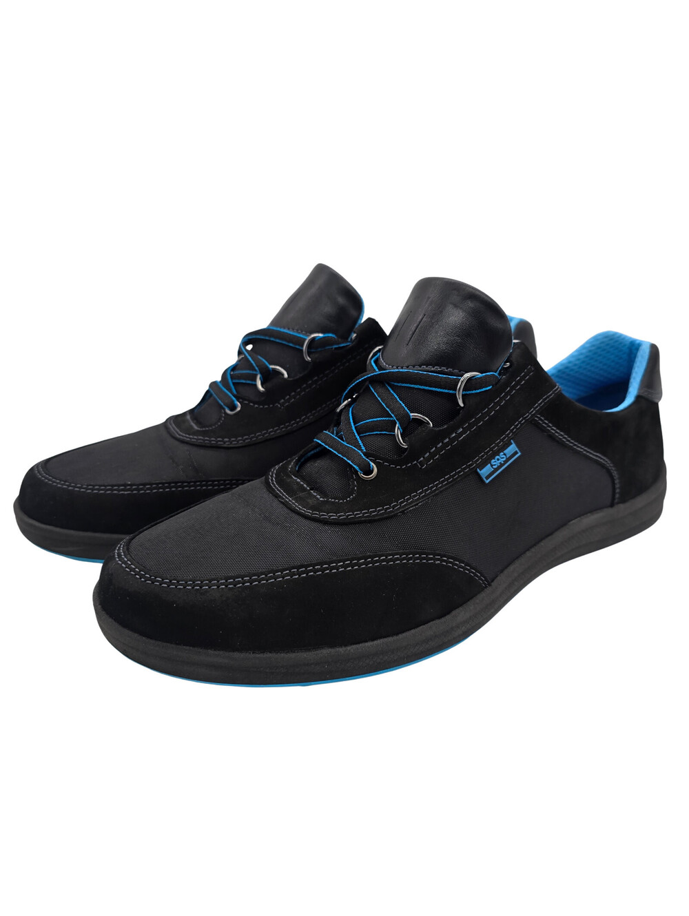 SAS Shoes Sporty Black Lace Up Sneakers | Womens 10 | Black/Blue | Made in USA